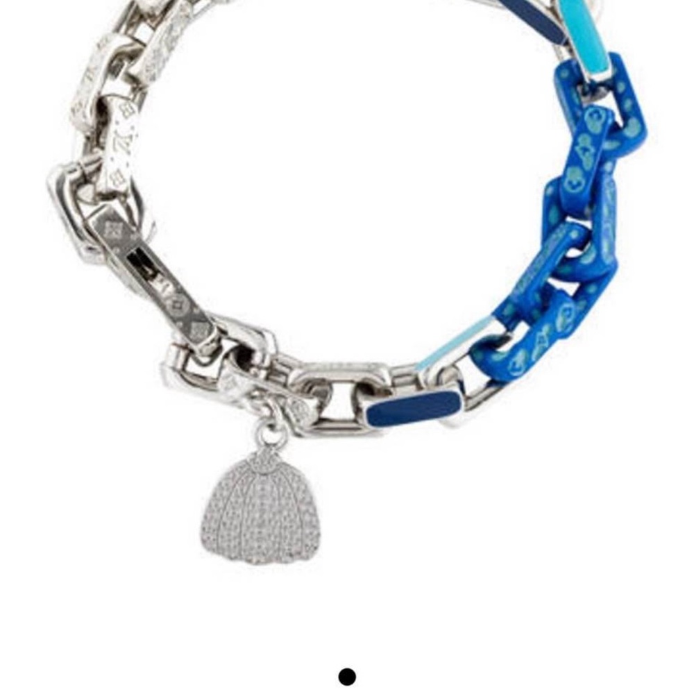 Louis Vuitton Silver and Blue Chain Link Bracelet
